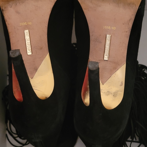 Michael Kors Black suede peeptoe booties - Picture 3 of 4